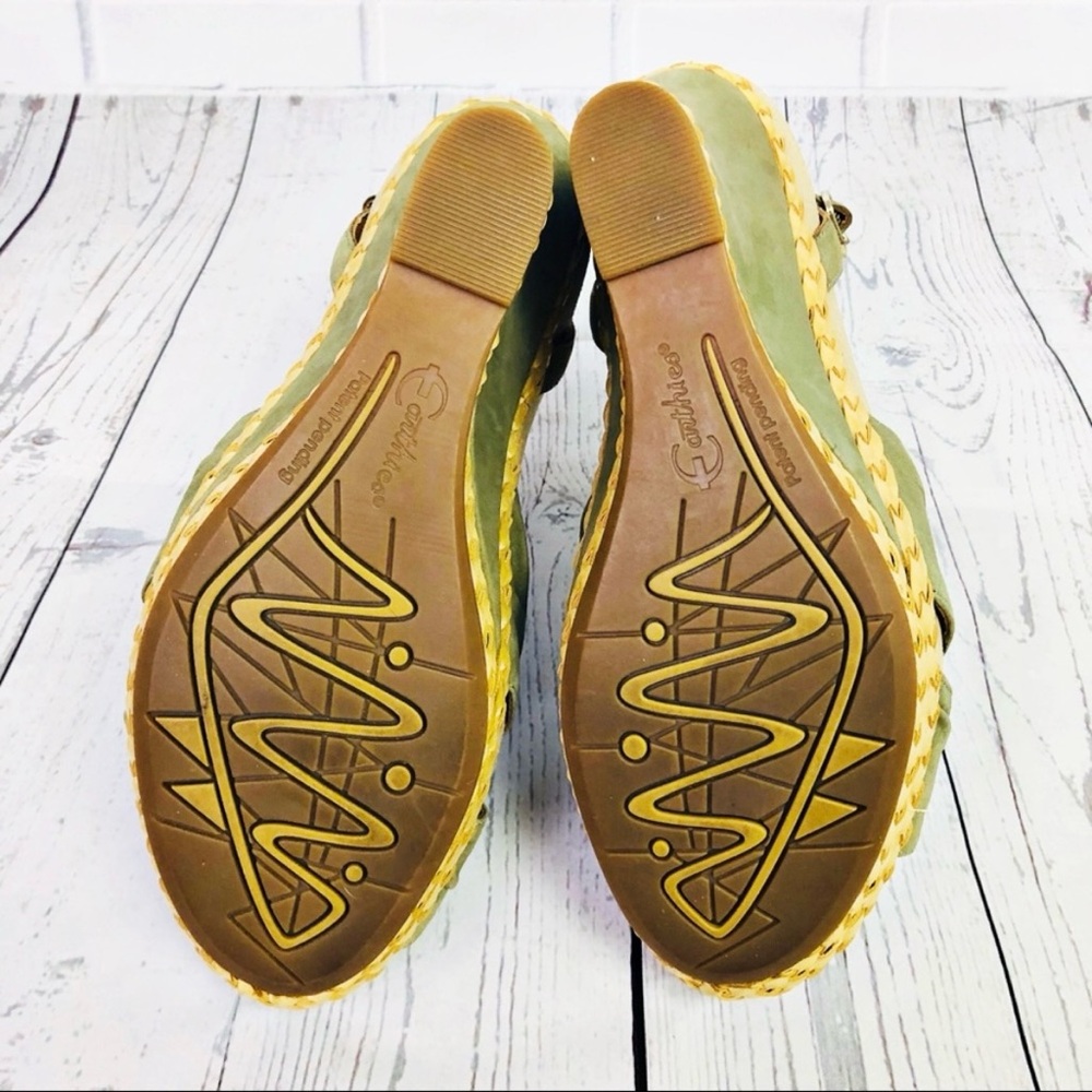 EARTHIES Sonzi Fern Wedge Sandals Green Size 9 - Picture 6 of 8